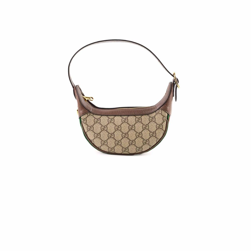 Gucci Mini Ophidia Half Moon Hobo Bag Brown